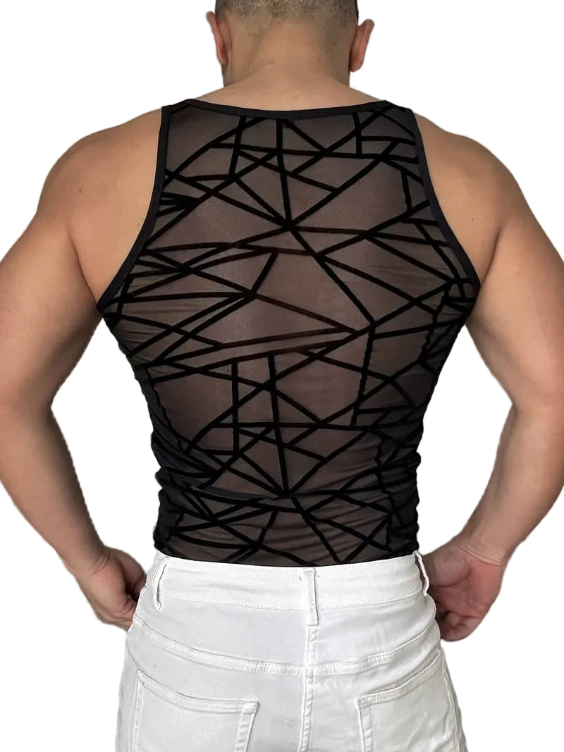 Men’s Geometric Cut-Out Tank Top