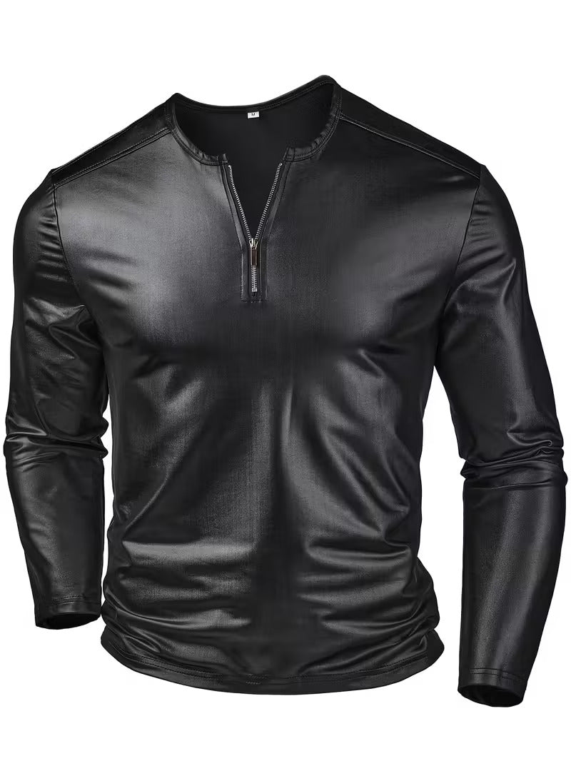 Heavyweight Faux Leather Quarter Zip