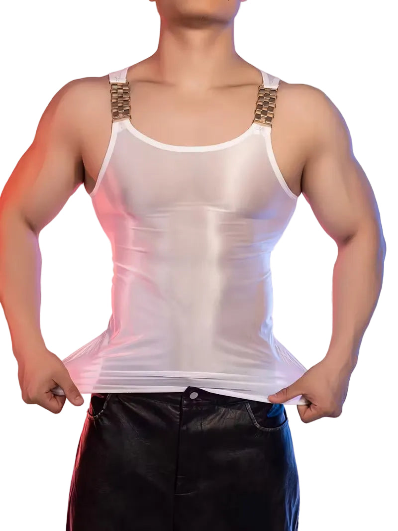 Metallic Shoulder Strap Spandex Tank Top