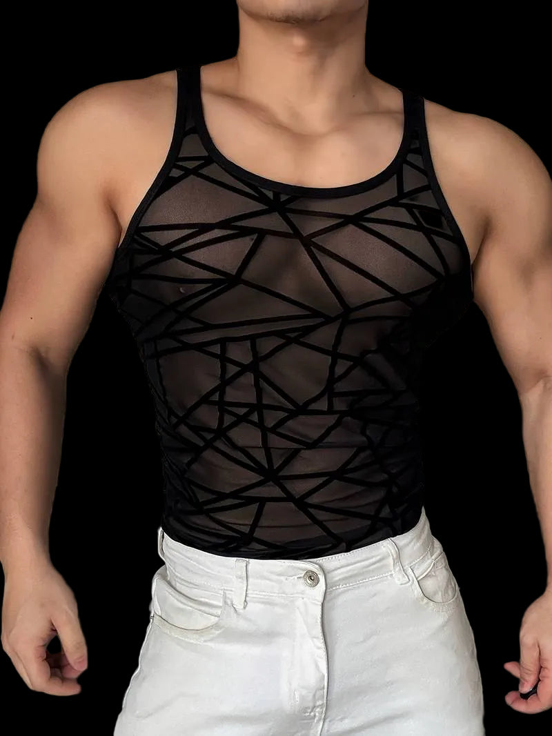 Men’s Geometric Cut-Out Tank Top