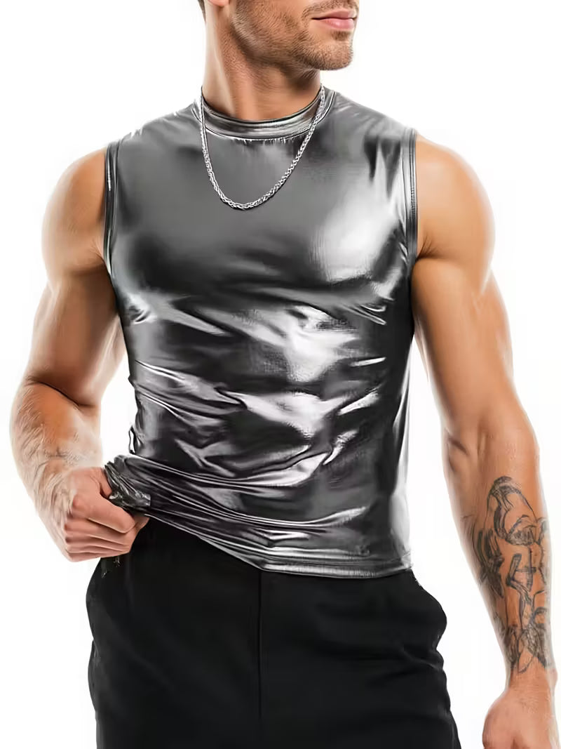 Hyper-Gloss Silver Sleeveless Shirt